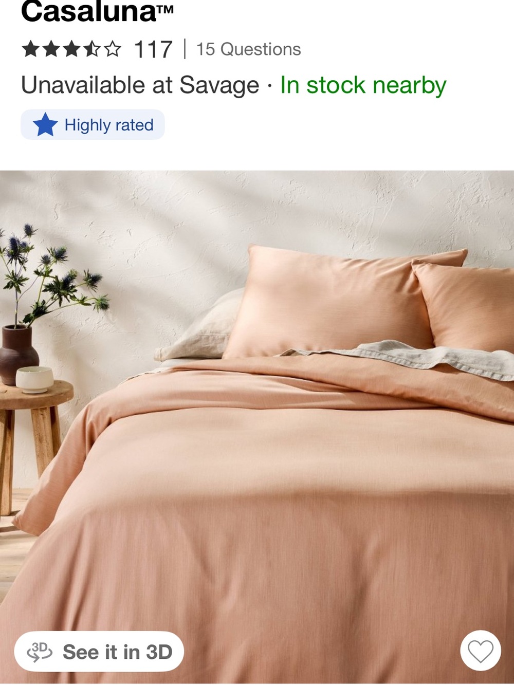 Casaluna Peach Cotton Duvet Cover with Matching Shams